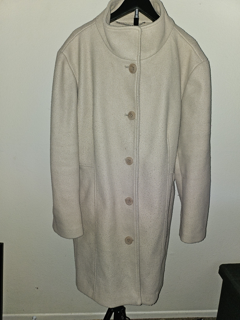 Calvin Klein Cream Wool-Blend Pea Coat